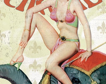 Nouveau Cirque - Paris France Circus Travel Advertisement Print - Vintage Style Pinup Girl Art Poster