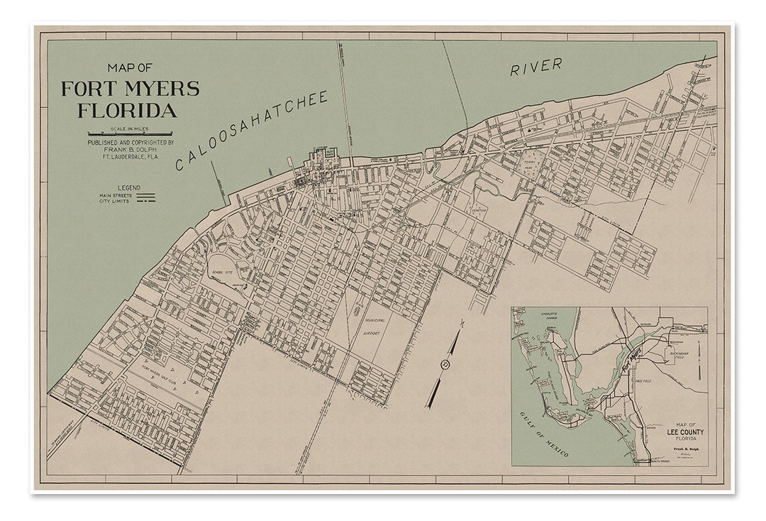 Map of Fort Meyers Florida Circa 1947