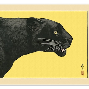 Japanese Art Print | Ukiyo Poster Woodcut Print | Black Panther circa 1934 | Wall Art of Japan | Japanese Art Gift | Asian Home Decor