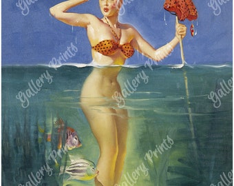 Swimming Pin-up Girl Art Print by PinUpMuseum