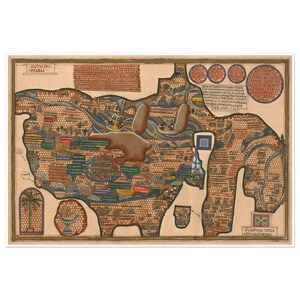 Madaba Mosaik Karte des Heiligen Landes um 1906 | Jerusalem Jordanien Libanon | Byzantinischer griechischer Text Kunstdruck Poster Vintage Wanddekoration