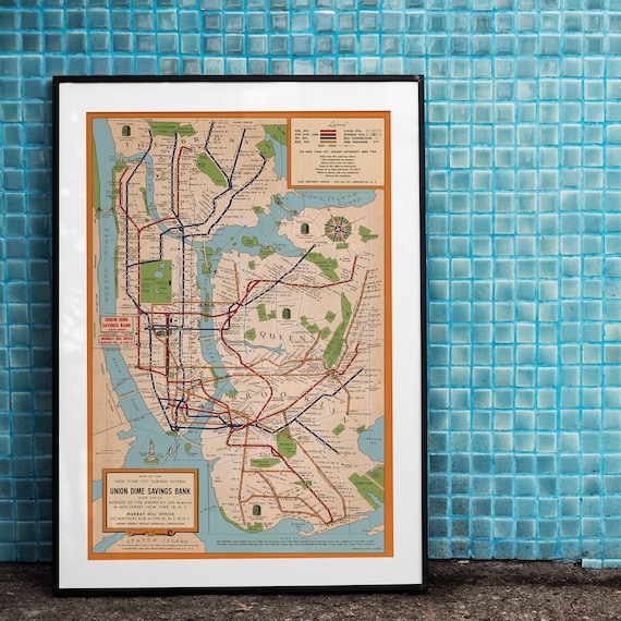 ヴィンテージ ニューヨーク市地下鉄路線図 1954年頃 | 古い