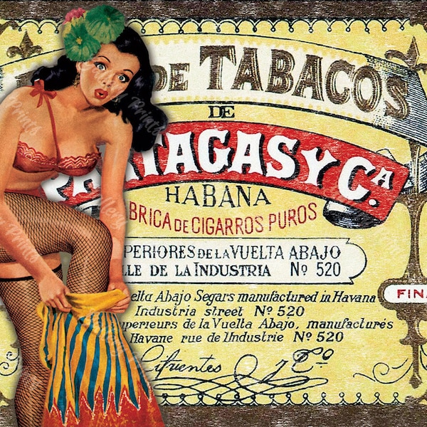 Partagas y Ca Habana - Cuban Cigar Pinup Girl Publicité - Vintage Style Voyage Imprimer Art Poster