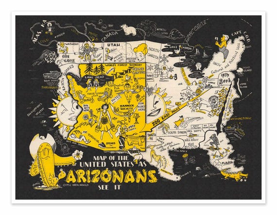 Arizona Map Wall Art Print 