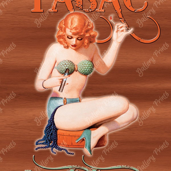 DOMINICANA TABAC République Dominicaine Cigare Affiche Publicitaire - Vintage Style Pinup Girl Art Print