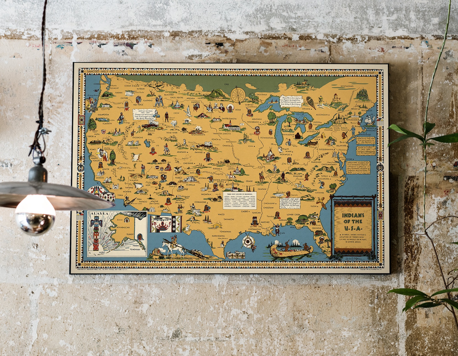 Native American Indian Tribes in the USA Pictorial Map Poster | Vintage ...