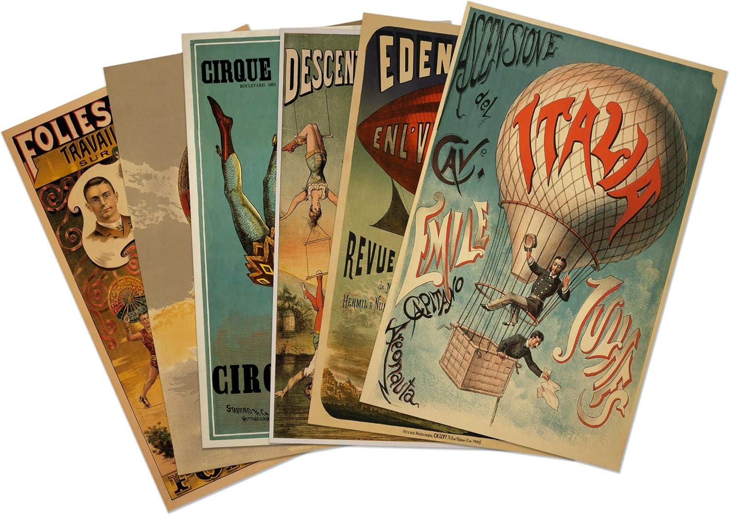 ヴィンテージ フランス サーカス ポスター コレクション 6 枚セット