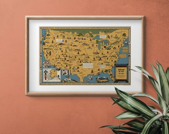 アメリカのネイティブアメリカンインディアン部族の絵地図ポスター