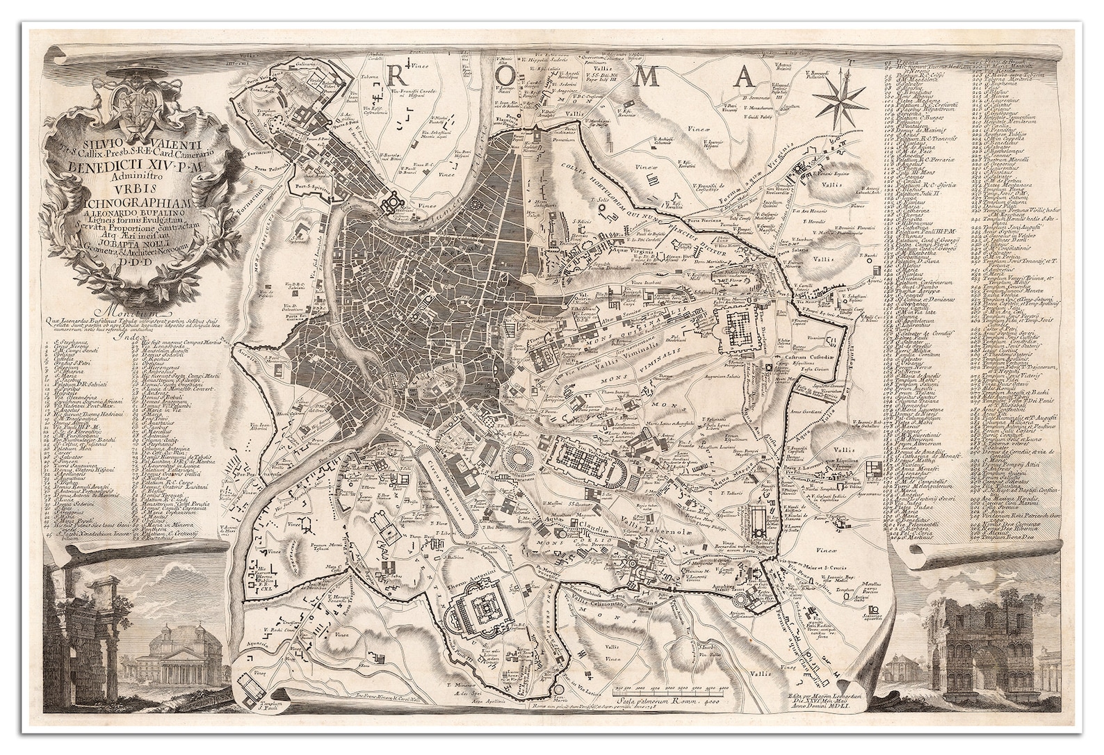 Ancient Rome Rustic Rustic Map of Ancient Rome Italy by Giovanni Battista Nolli Circa 1748 ...
