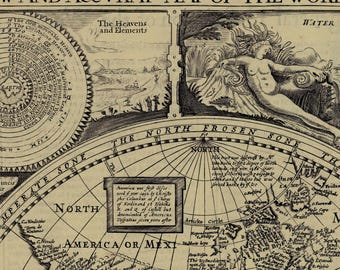 ジョン・スピード作 1626年頃のヴィンテージ世界地図 | アンティーク