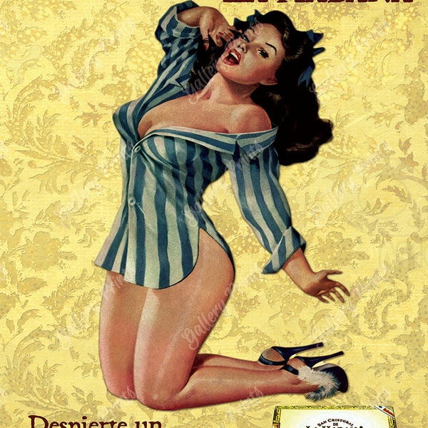 San Cristobal de la Habana - Cuban Cigar Pinup Girl Publicité - Vintage Style Voyage Imprimer Art Poster