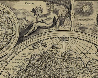 ジョン・スピード作 1626年頃のヴィンテージ世界地図 | アンティーク