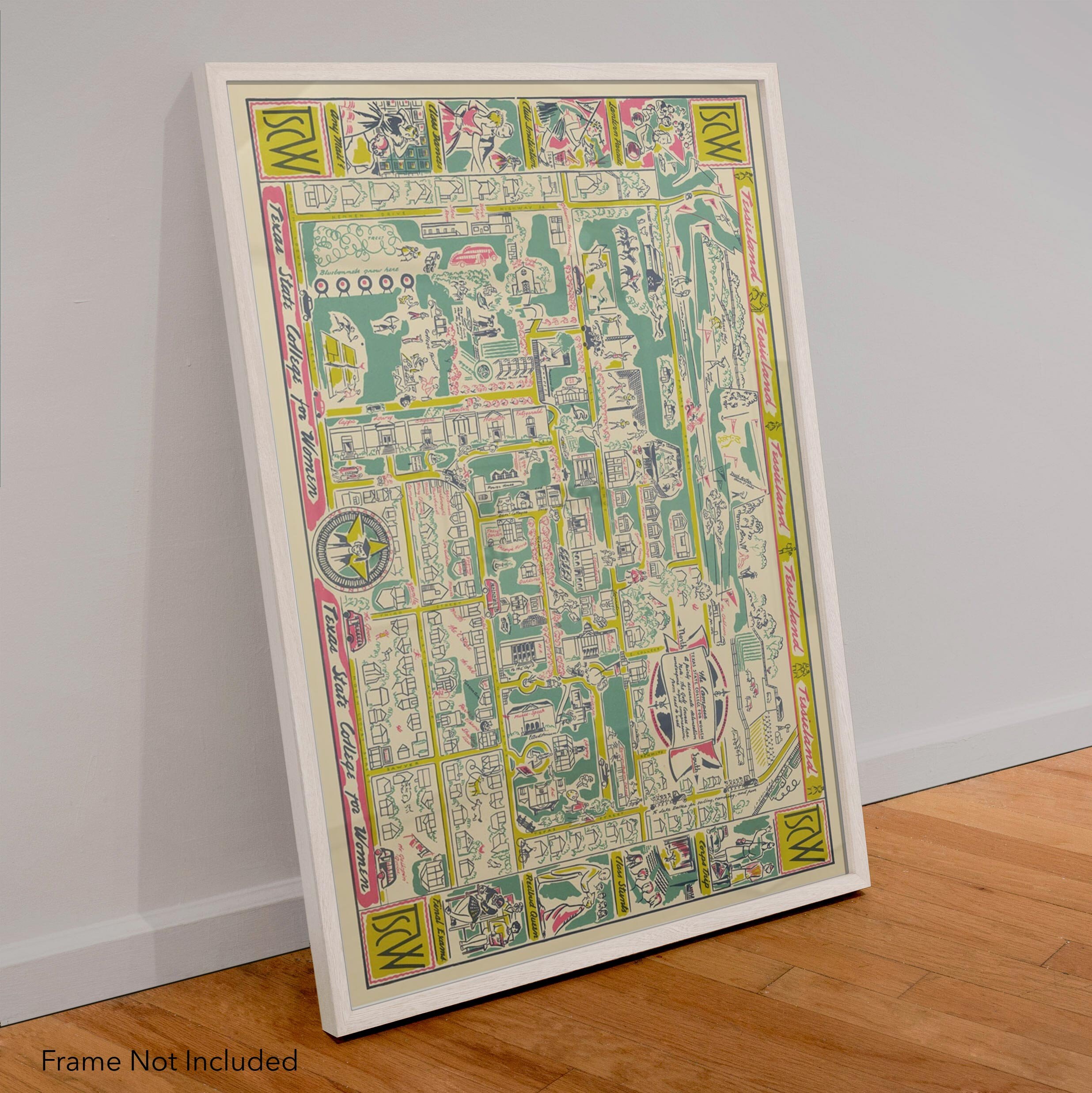 Texas state college for women campus map circa 1947 vintage etsy