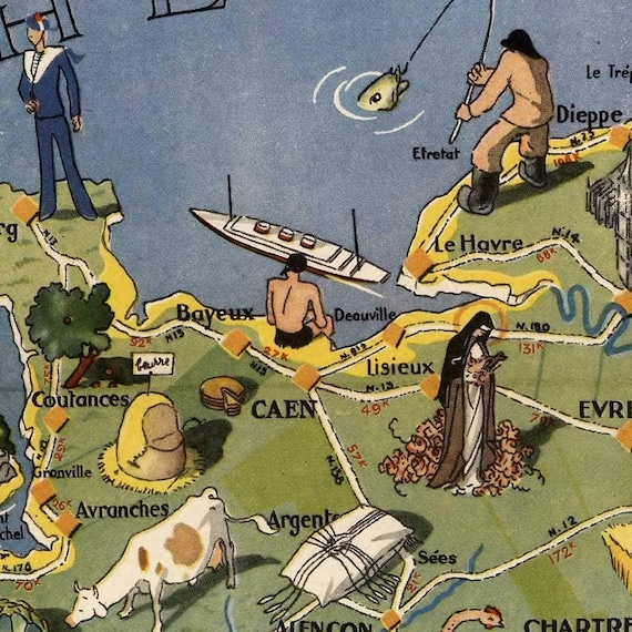 1948 年頃のフランスのグルメ マップ |ラ・フランス観光と美食家ラ