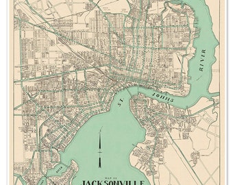 Map of Downtown Jacksonville Florida circa 1930 - Includes Detailed Inset Map of the Downtown City Area