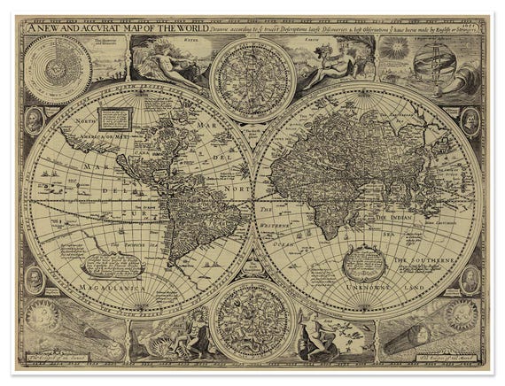 大型作品　西洋古地図　1676年 J. Speed「Lyncolne」 Vintage Old World Map by John Speed Circa 1626 | Antique World Map