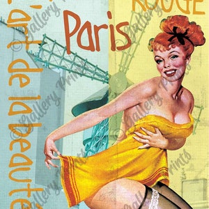 L&#39;Art de la Beaute L&#39;Arte della Bellezza - Parigi Francia Travel Poster - Vintage Syle Pinup Girl Art Print