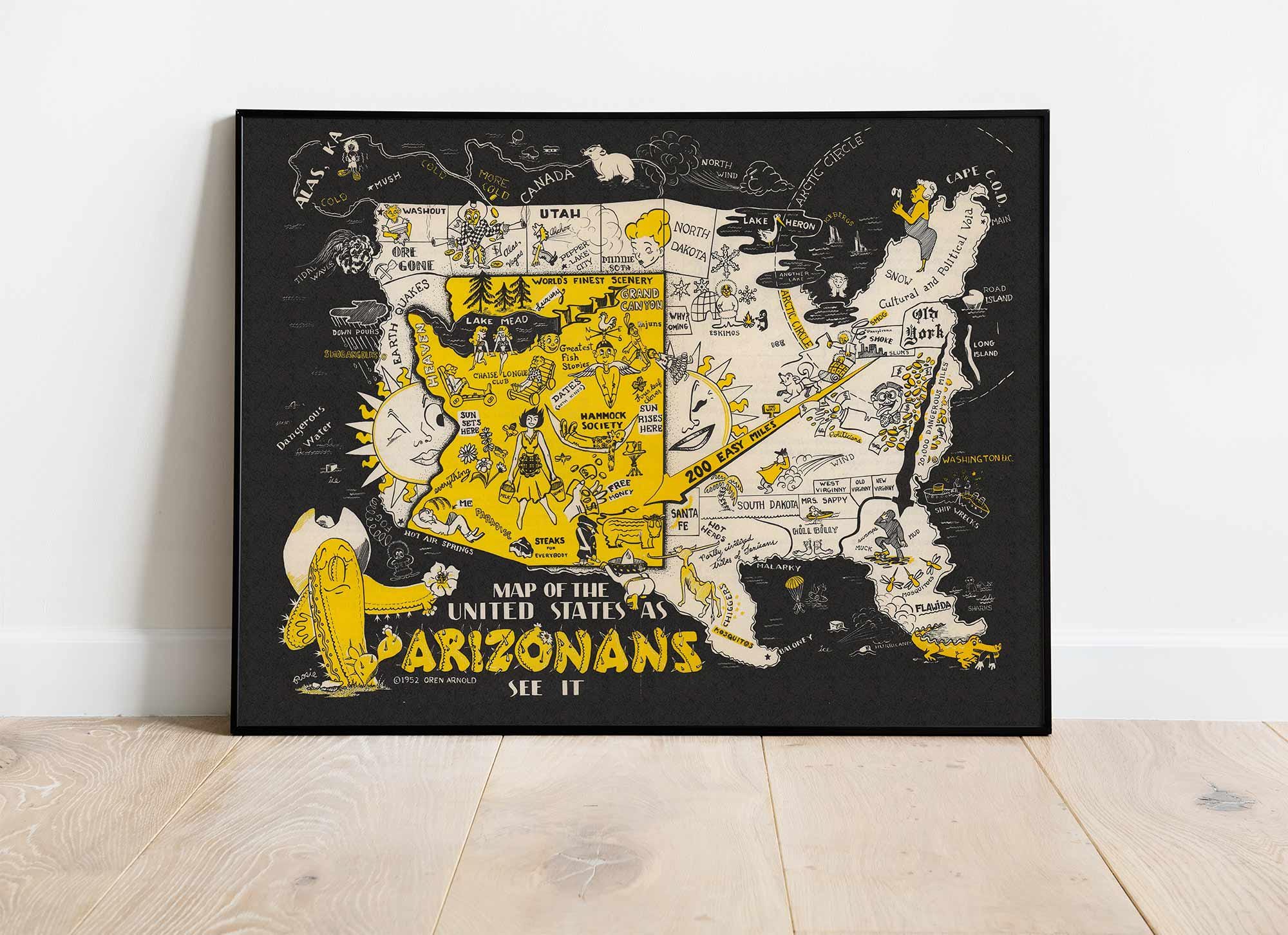 Arizona Map Wall Art Print 