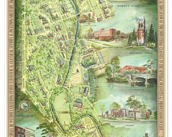Michigan State University Campus Reprint | Art Print Poster Vintage Wall Decor