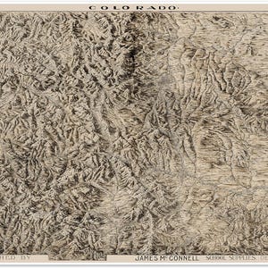 Illustration de la carte topographique des montagnes Rocheuses du Colorado vers 1894 | Poster impression d'art, décoration murale vintage | École à la maison dans le Colorado