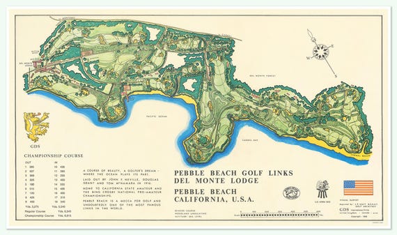 Historic Map | Pebble Beach Links Golf Course | Del Monte Lodge