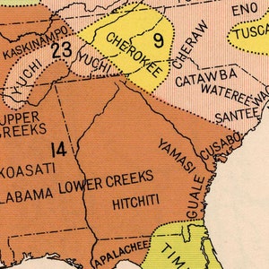 Map of Native American Indian Tribes and Linguistic Stocks 1650 by