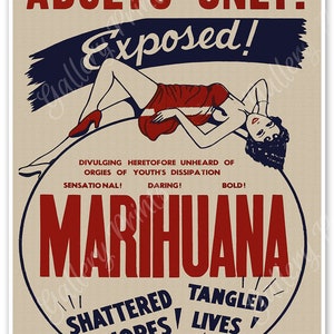 Vintage Marijuana Film Poster um 1930 - Nur für Erwachsene Kunstdruck Wanddeko
