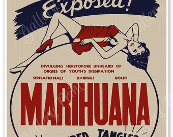 Vintage Marijuana Movie Poster circa 1930 - Adults Only Art Print Wall Decor
