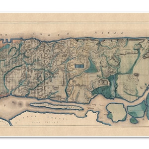 Topografische kaart New York, circa 1865 | Kunstafdruk | Wanddecoratie in vintage stijl