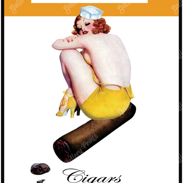 SAILOR GIRL Cuban Cigar Travel Poster Publicité - Vintage Style Pinup Girl Art Print