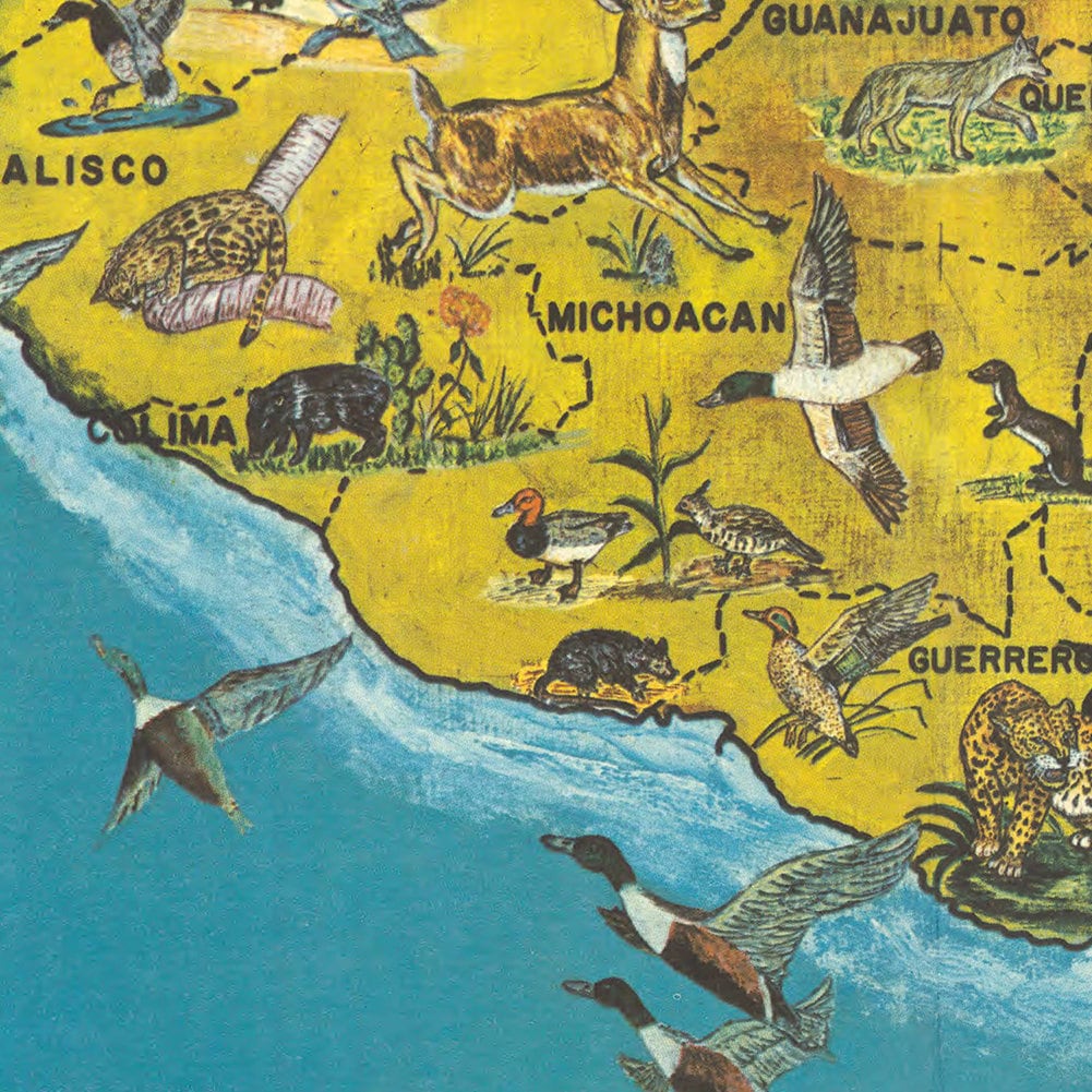 24x36 Antique Map Vintage 1884 Mexican States Map Poster - 24x36 Inch ...