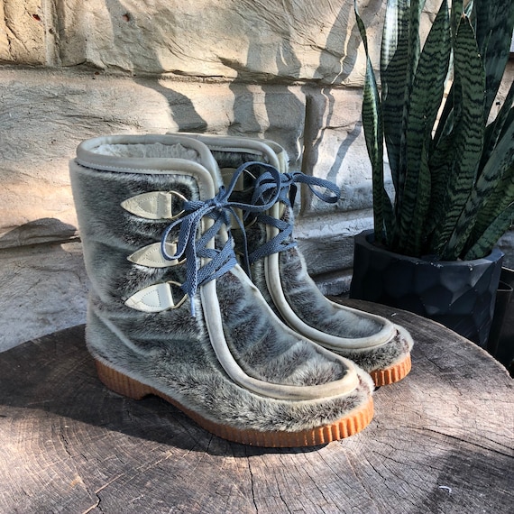 Vintage 1970's Furry DRIFTERS Winter Snow Boots sz