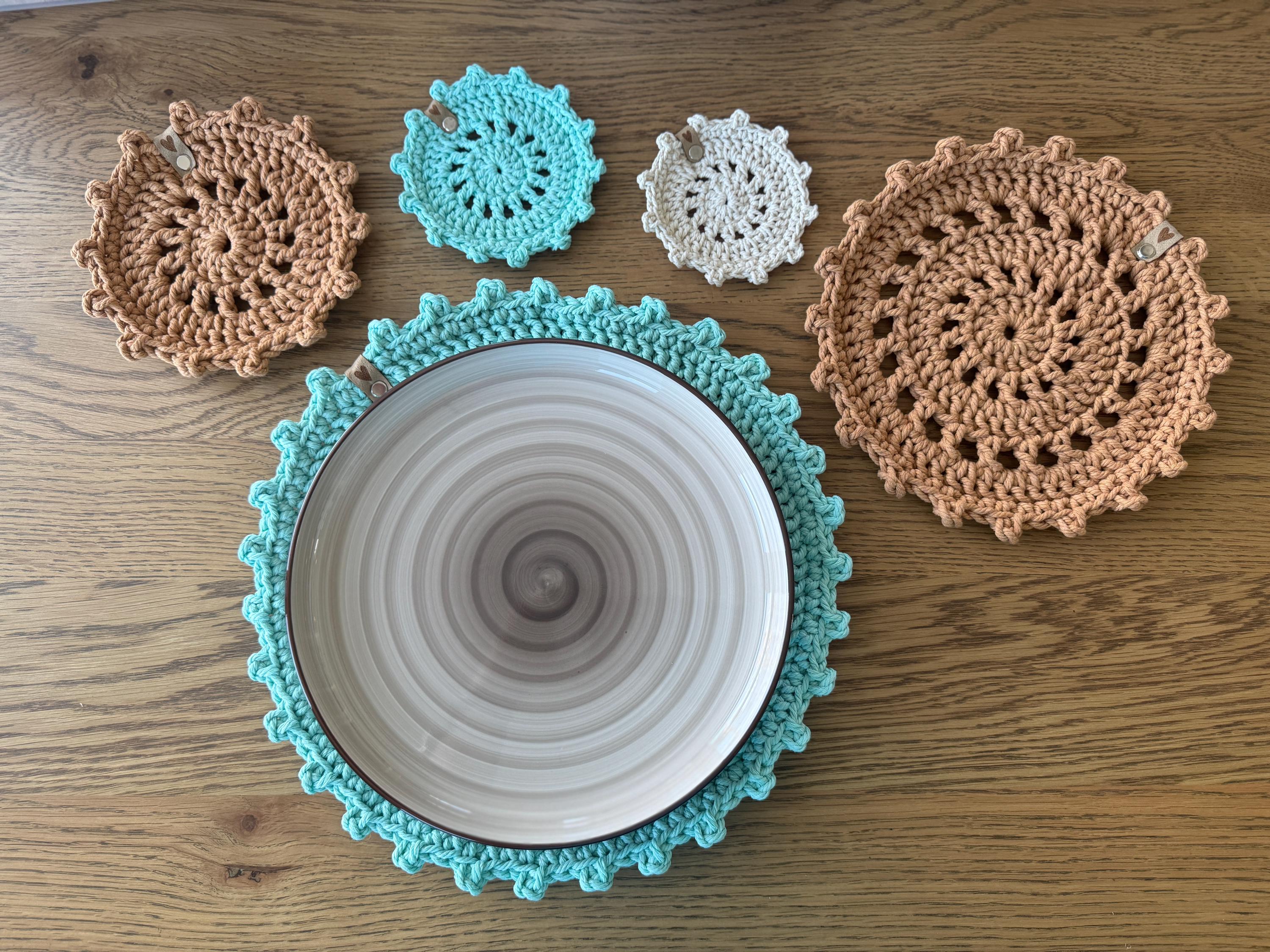 Gehaakte Sunburst-onderzetter en onderzetter PATROON: boho-huisdecoratie (digitaal patroon)