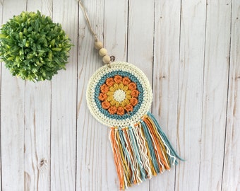 MOTIF de suspension murale au crochet avec fleurs bohèmes (motif numérique)