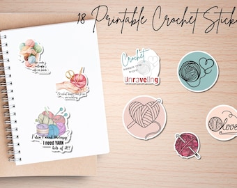 Crochet PRINTABLE stickers; print then cut; cricut stickers