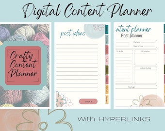 DIGITAL Crafty Content Planner with hyperlinks; crochet planner; digital planner
