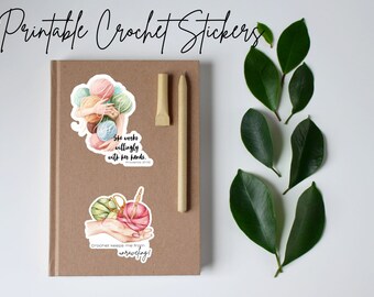 Crochet Stickers | 20 PNG Designs (Print then Cut, Digital File)