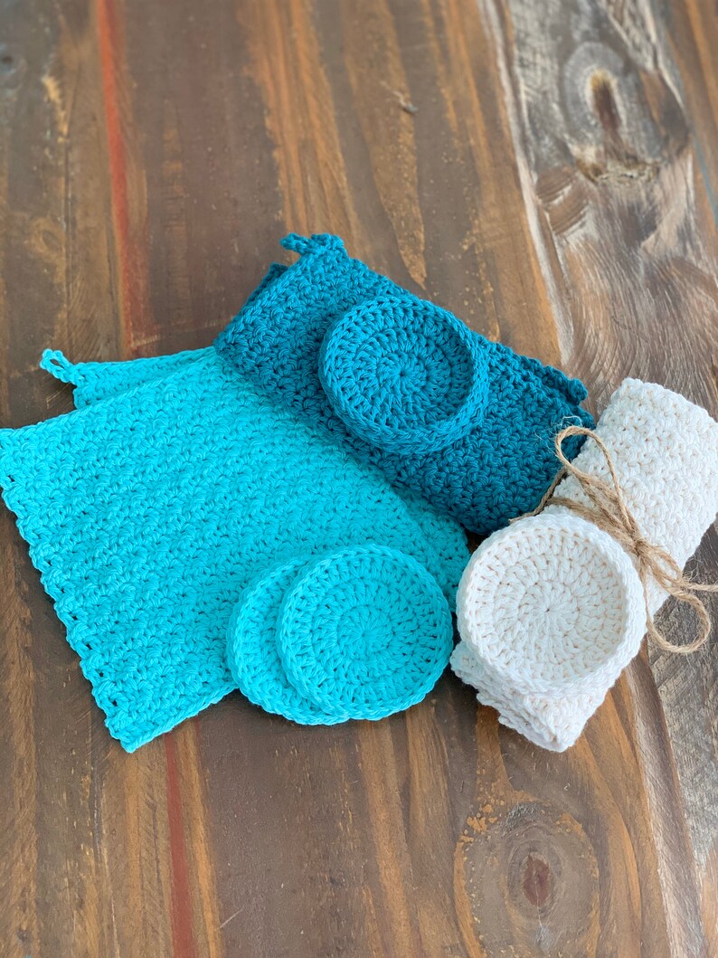 Crochet Washcloths & Scrubbies Set Reusable Washcloth 100 Cotton