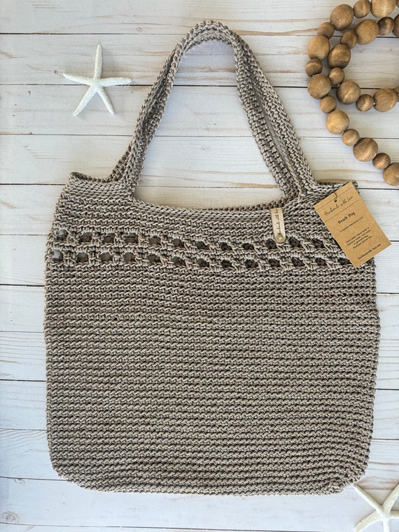 HAN-LBG Borsa Uncinetto, Borsa Spiaggia Estiva in Rete Tote all'uncinetto da Donna Borse a Tracolla per Viaggiare Ogni Giorno