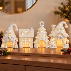 Pacchetto STL di luci natalizie, casetta degli gnomi, albero e villaggio, file per stampa 3D, decorazioni natalizie, download digitale