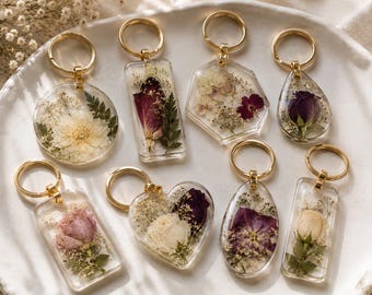 Pressed Flower Resin Keychain