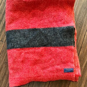 Vintage Pendleton wool camp blanket red with black stripe wool blanket USA made campcore