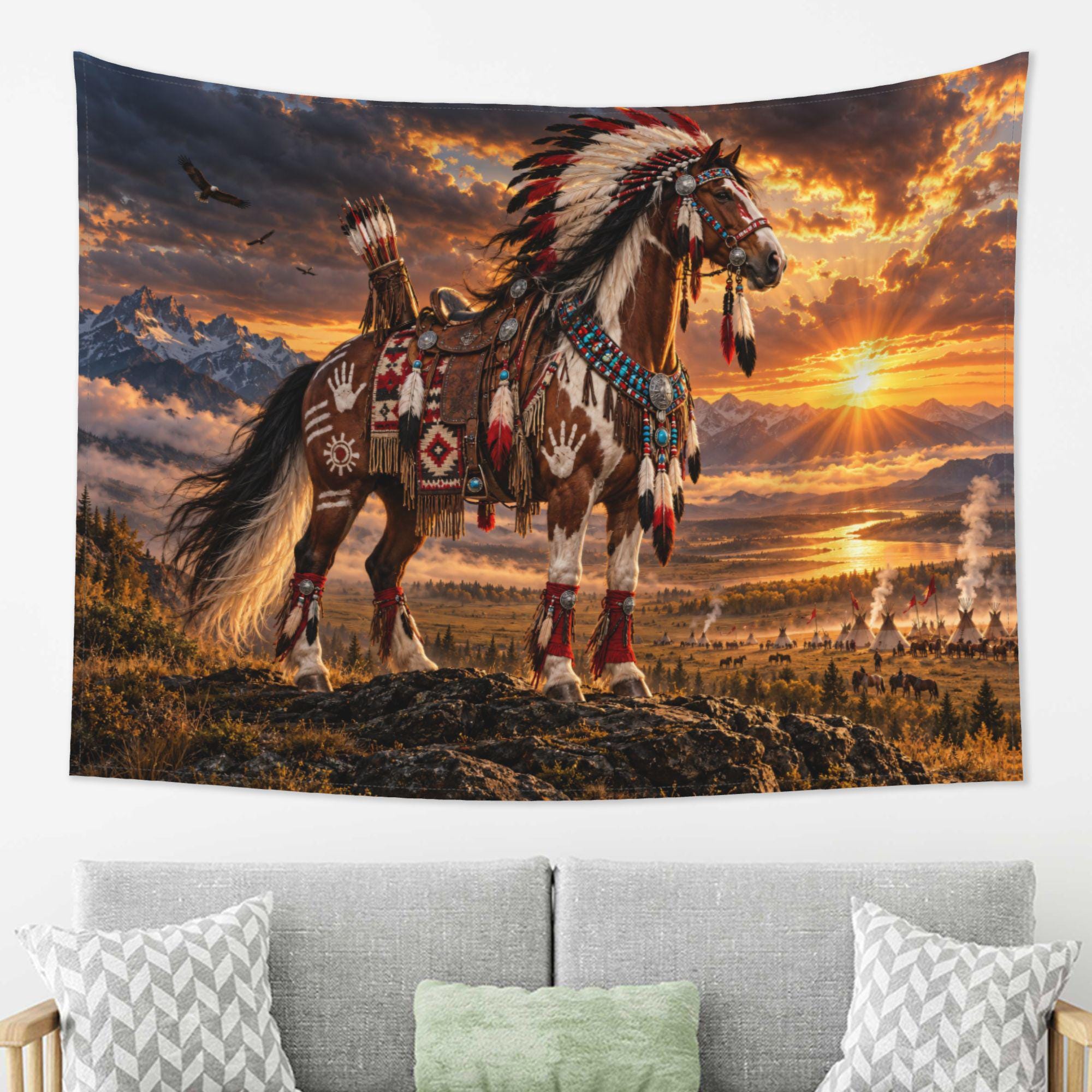 【値下げ 】ネイティブ アメリカン 壁掛けオブジェ USA ★ヴィンテージ Vintage Native American Tapestry Wall Hanging - Etsy