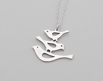 three birds gift for mother Partridge Bird International Sterling Pendant Hen Pendant