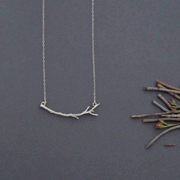 Sterling Silver Branch Necklace For Women, Nature inspired Botanical Necklace