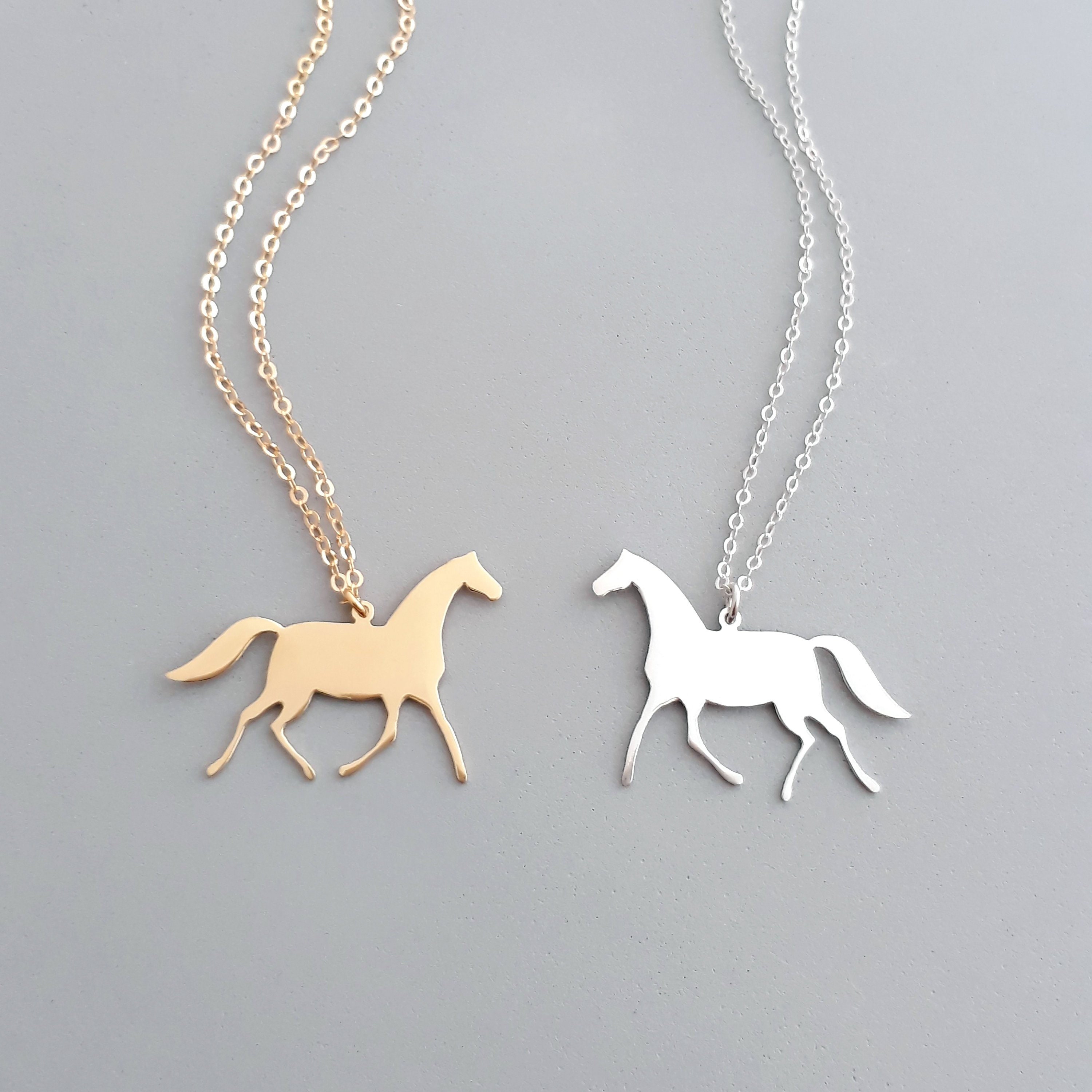 Gold Horse Necklace Animal Jewelry 