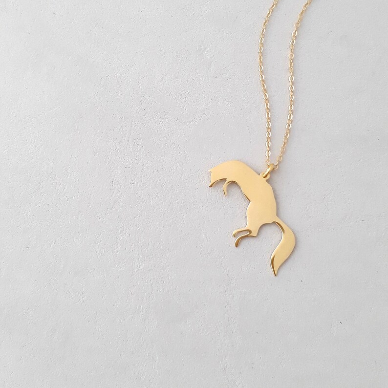 Gold Filled Chain Fox Gift Animal Necklace Fox Jewelry Silver Gold Fox Necklace for Women Gold Plated Charm Gold Pendant Necklace