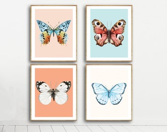Boho Butterfly Nursery Decor- Set of 4 11x14"- Butterfly Prints- Nursery Art for Bedrooms,Playrooms or Classrooms -Nature Nursery-Kids Decor