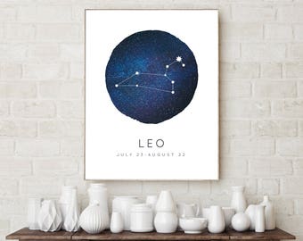 Zodiac Constellation Art - Minimalist & Verträumter Astrologie Print - Perfekt für Sternliebhaber, Kinderzimmer Dekor, Schlafzimmer - Horoskop Sternzeichen