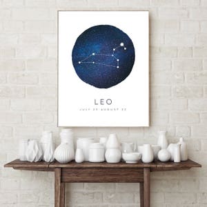 Zodiac Constellation Art - Minimalist & Dreamy Astrology Print - Perfect for Star Lovers, Nursery Décor, Bedrooms- Horoscope star sign